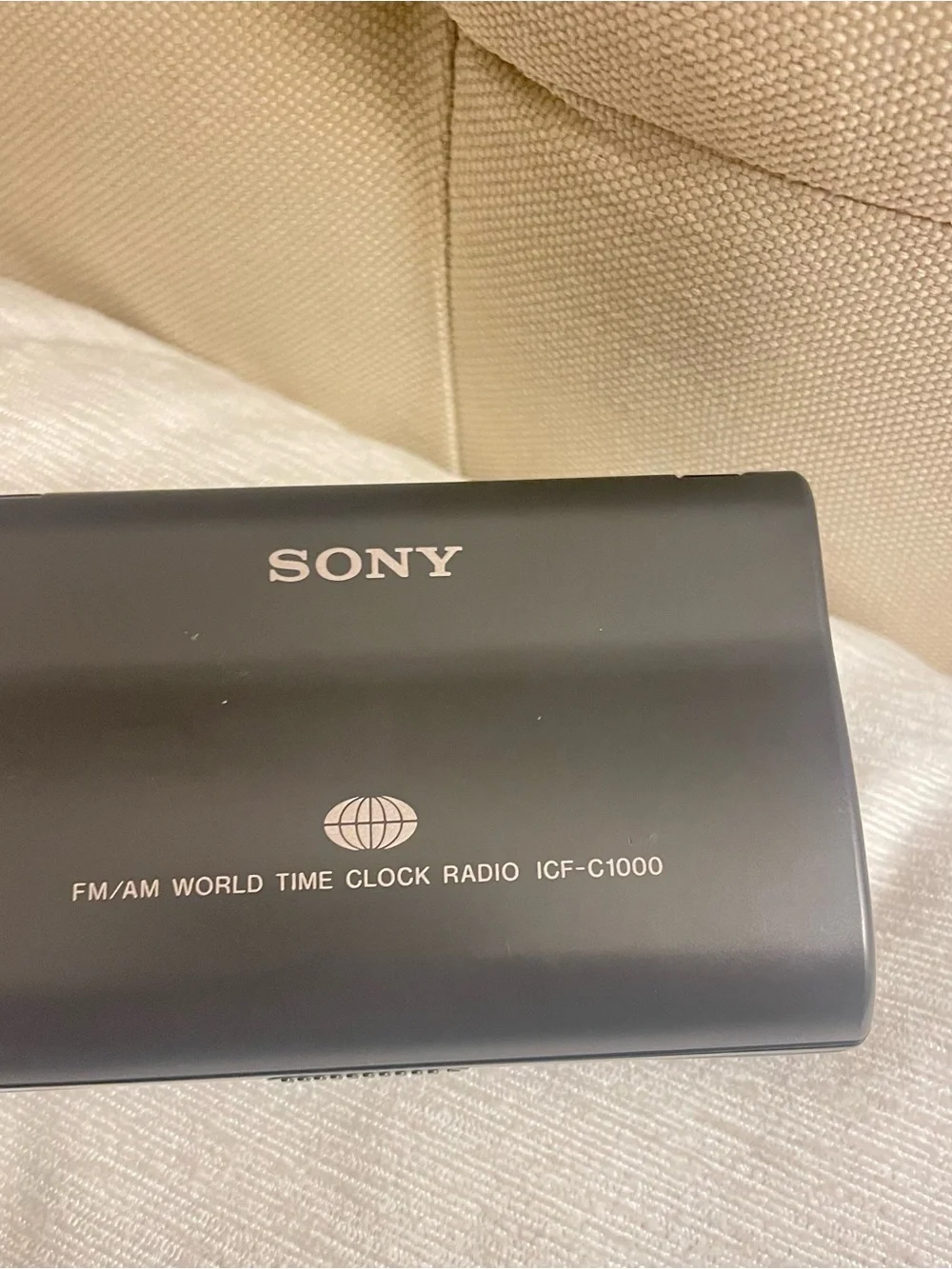 Rare Sony Black Travel FM/AM Clock Radio with World Time Map
